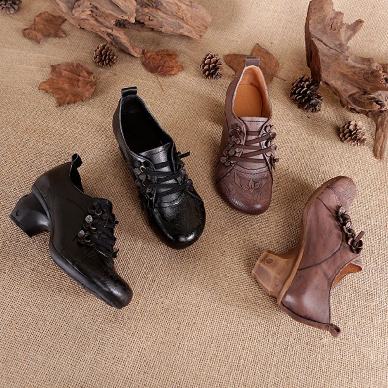 Automne Hiver Chaussures Décontractées Rétro Vintage En Cuir Faites À La Main | Chaussures Cadeaux