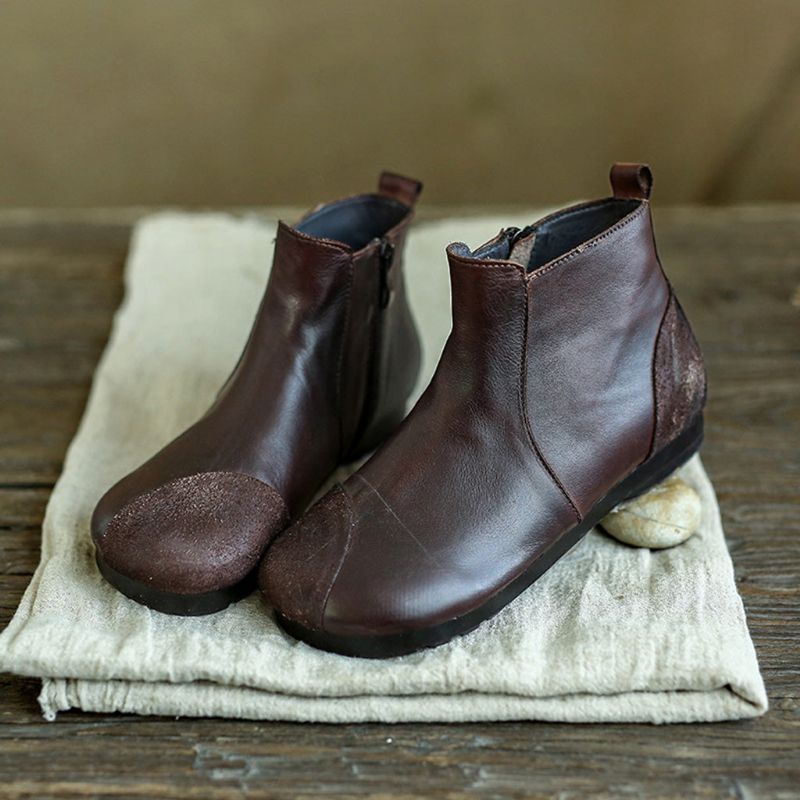 Automne Hiver En Cuir Rétro À La Main Casual Bottes Pour Femmes | Chaussures Cadeaux