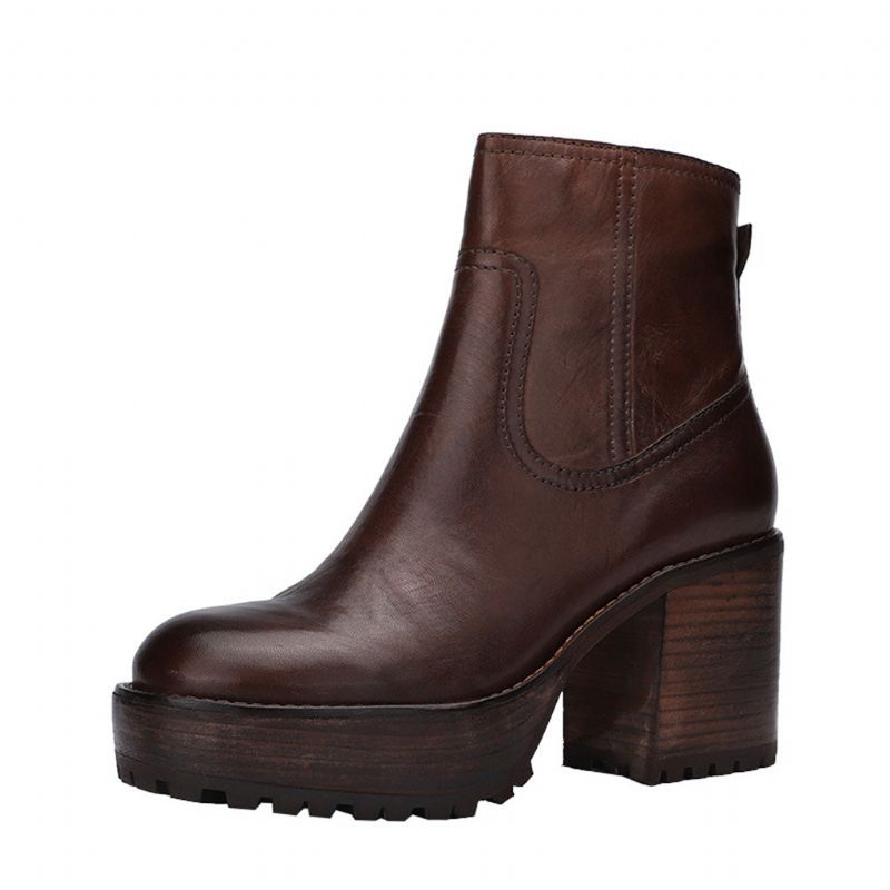 Automne Hiver Plate-forme En Cuir Épais Rétro Mode Bottes Pour Femmes | Chaussures Cadeaux