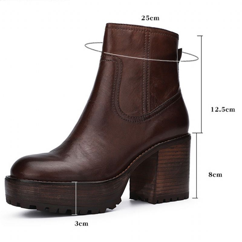 Automne Hiver Plate-forme En Cuir Épais Rétro Mode Bottes Pour Femmes | Chaussures Cadeaux