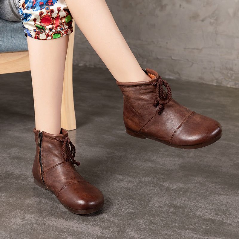 Automne Hiver Retro Handmade Leather Stitching Women Boots | Chaussures Cadeaux