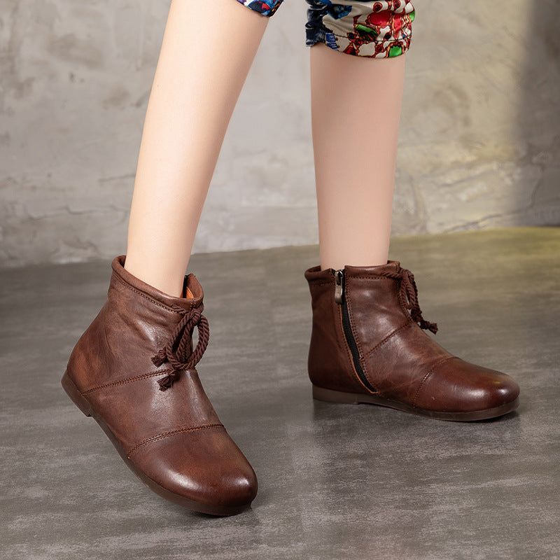 Automne Hiver Retro Handmade Leather Stitching Women Boots | Chaussures Cadeaux