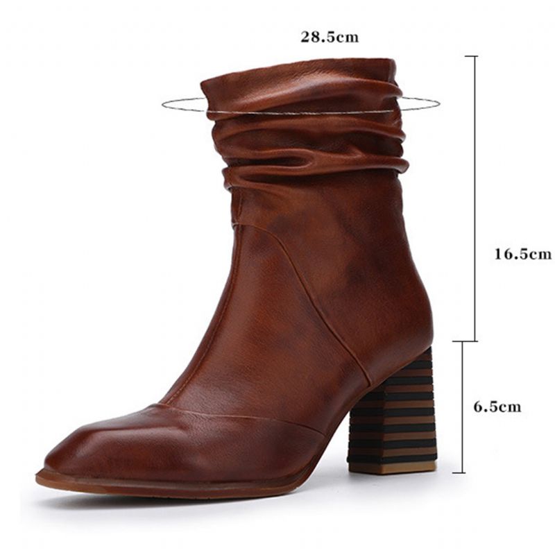 Bottes Confortables À Talons Hauts En Cuir Vintage D'automne Et D'hiver | Chaussures Cadeaux