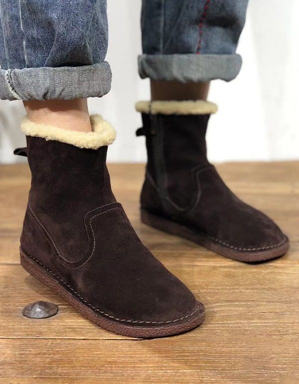 Bottes En Coton Pour Femmes En Peluche D'hiver En Daim