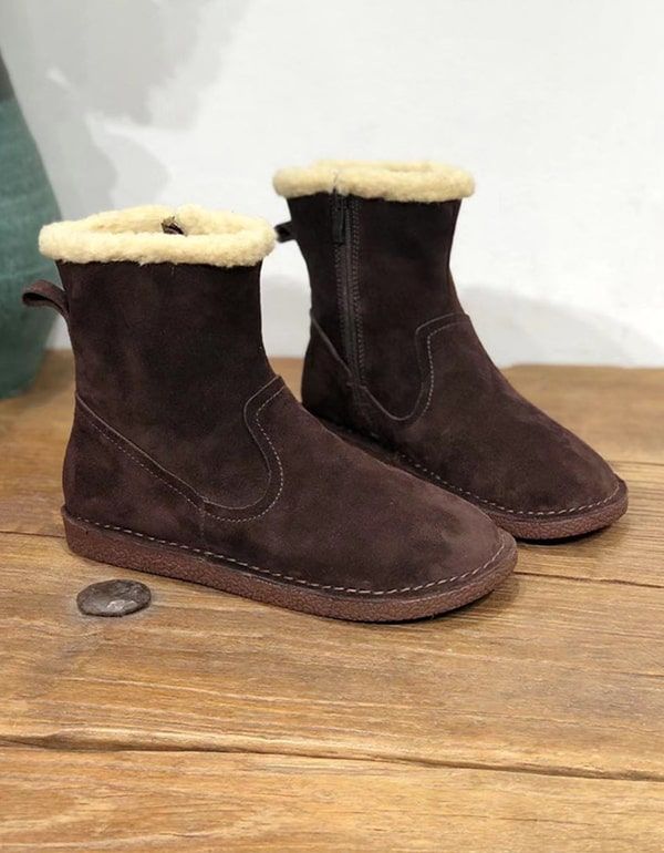 Bottes En Coton Pour Femmes En Peluche D'hiver En Daim