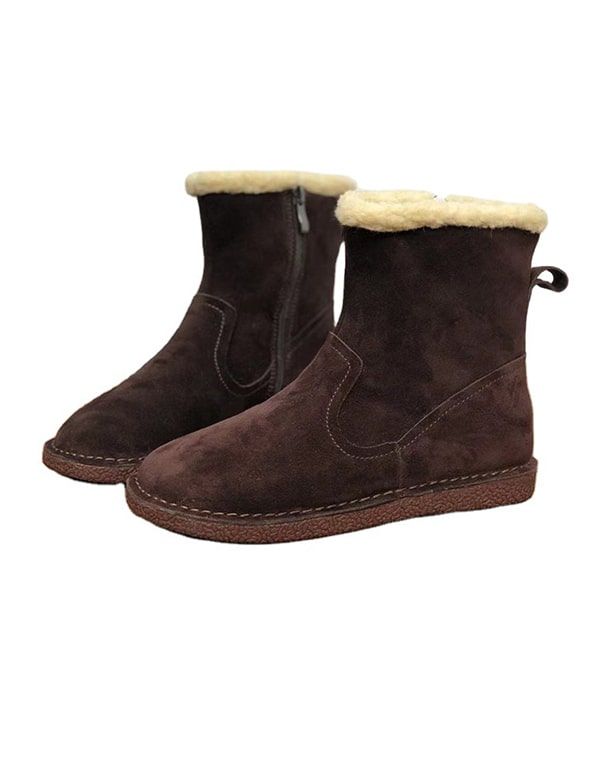 Bottes En Coton Pour Femmes En Peluche D'hiver En Daim