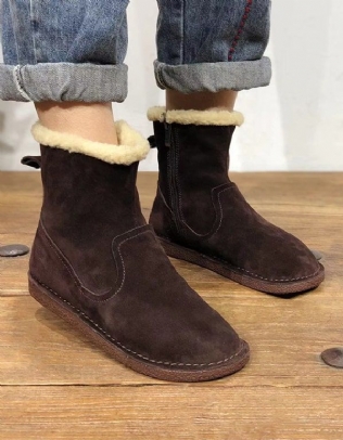 Bottes En Coton Pour Femmes En Peluche D'hiver En Daim