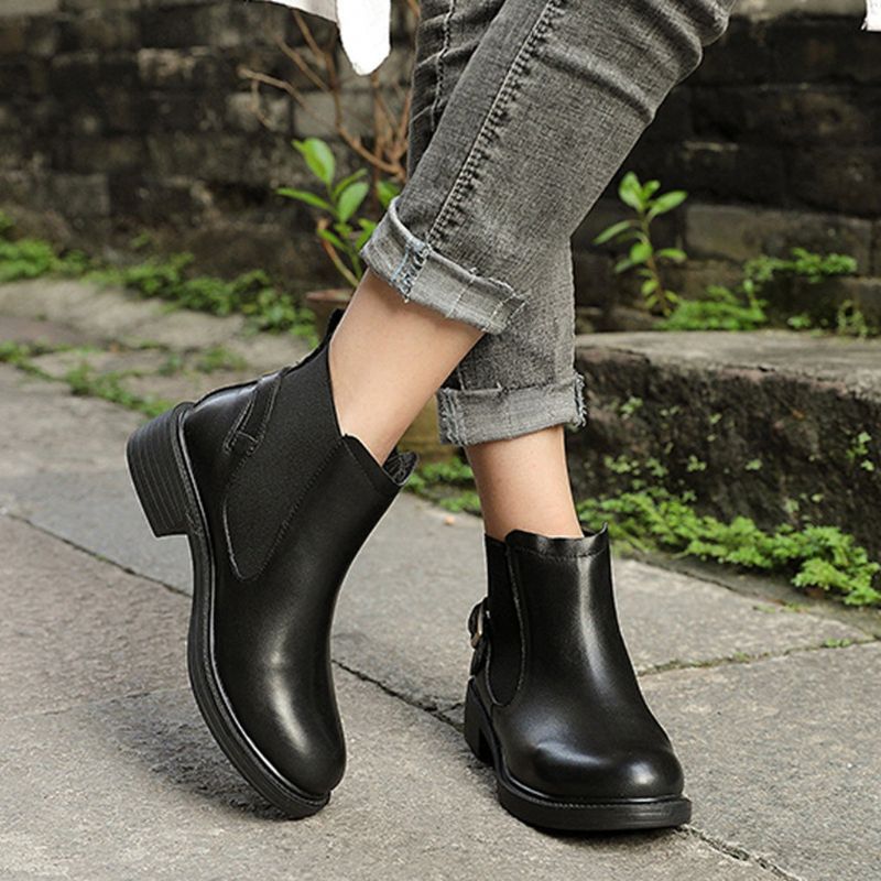 Bottes Courtes En Cuir Automne Hiver | Chaussures Cadeaux