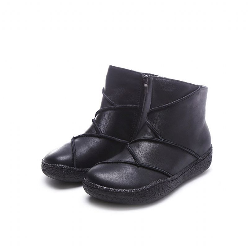 Bottes Courtes En Cuir À Coutures D'hiver | Chaussures Cadeaux