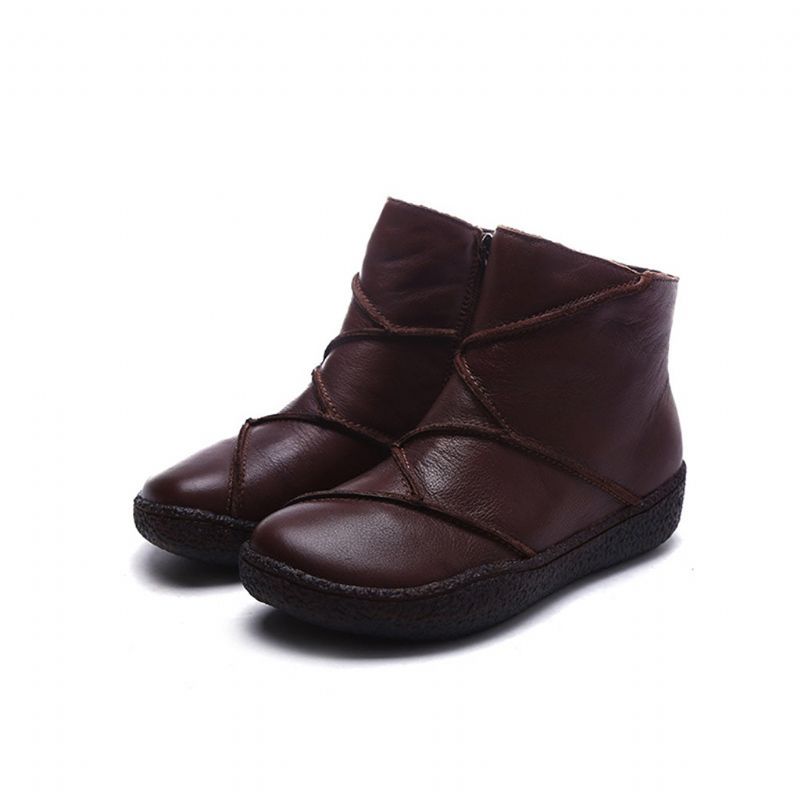 Bottes Courtes En Cuir À Coutures D'hiver | Chaussures Cadeaux