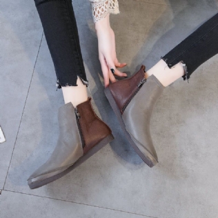 Bottes Courtes En Cuir Pour Femmes Automne Hiver