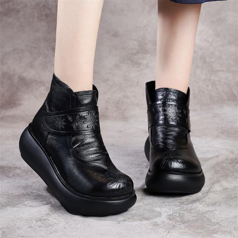 Bottes Courtes En Cuir Rétro Automne Hiver | Chaussures Cadeaux