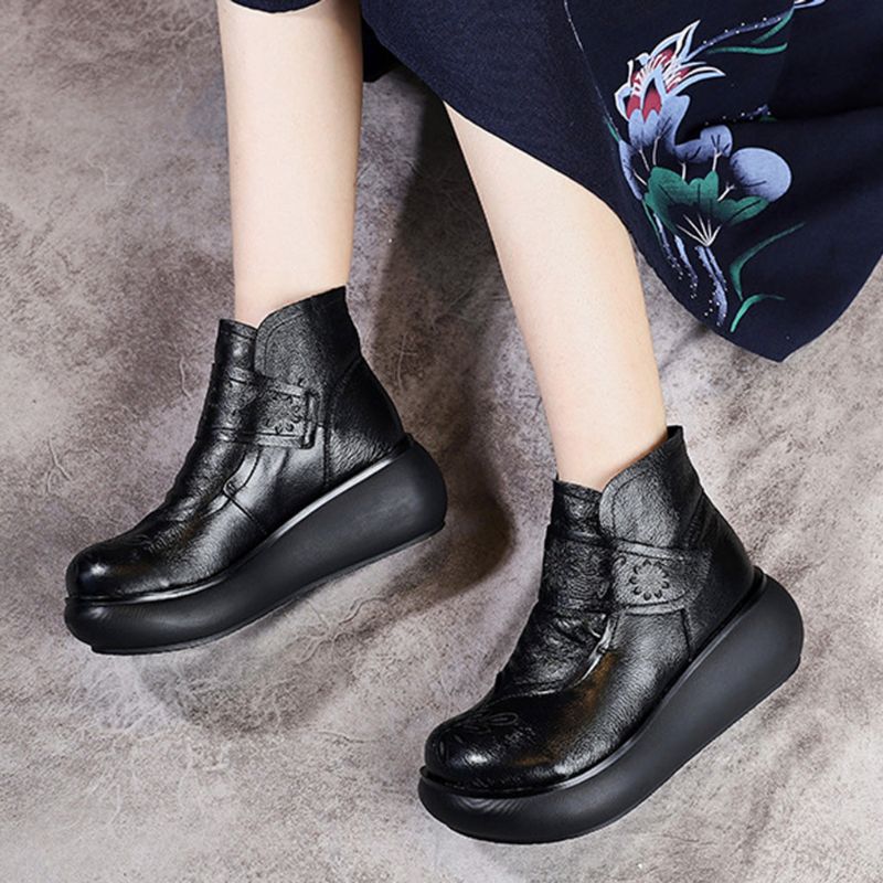 Bottes Courtes En Cuir Rétro Automne Hiver | Chaussures Cadeaux