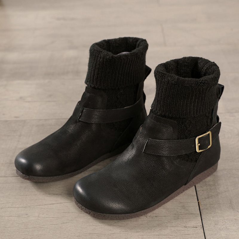 Bottes Courtes En Cuir Rétro D'hiver | Chaussures Cadeaux