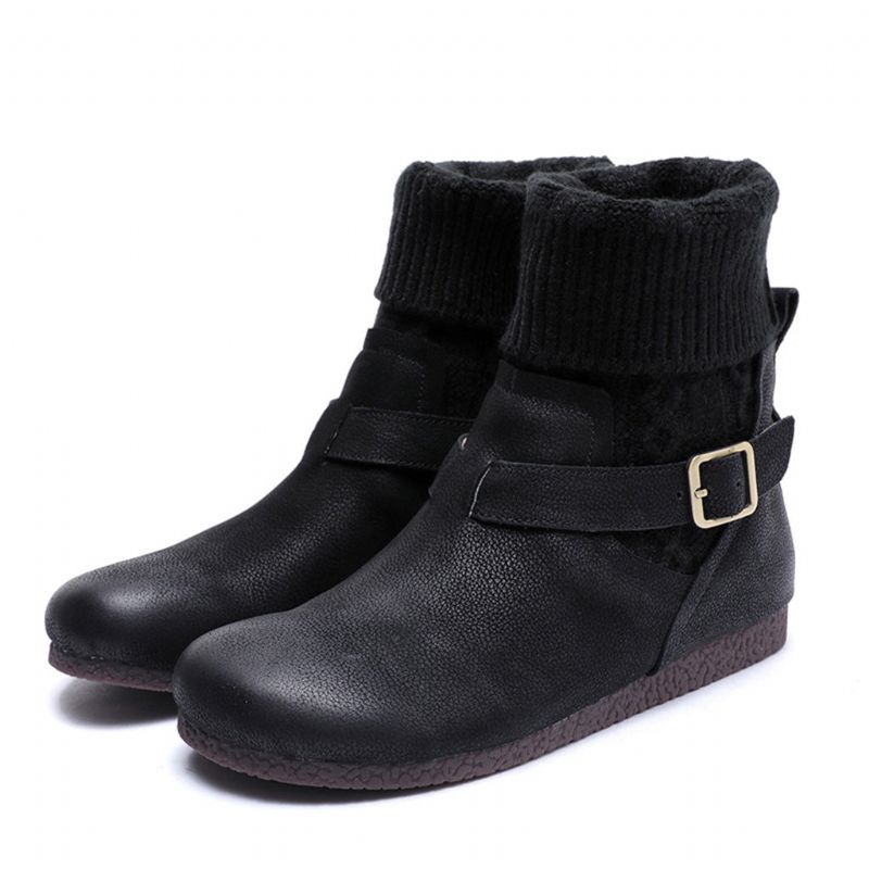 Bottes Courtes En Cuir Rétro D'hiver | Chaussures Cadeaux