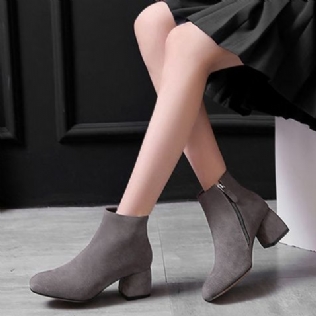 Bottes Courtes En Cuir À Talons Hauts Pour Femmes Automne Hiver