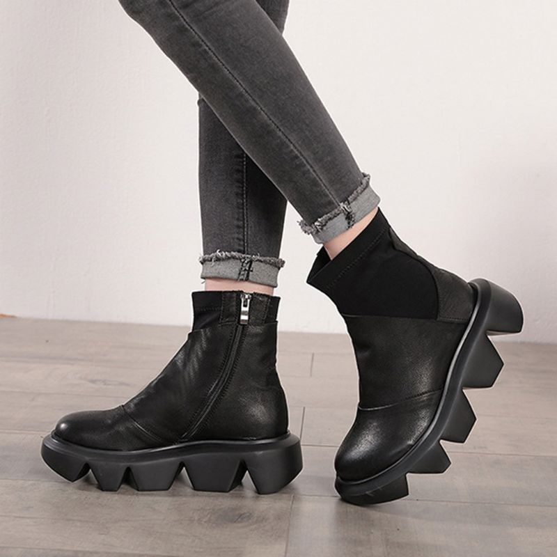 Bottes Courtes Épaisses En Cuir D'hiver | Chaussures Cadeaux