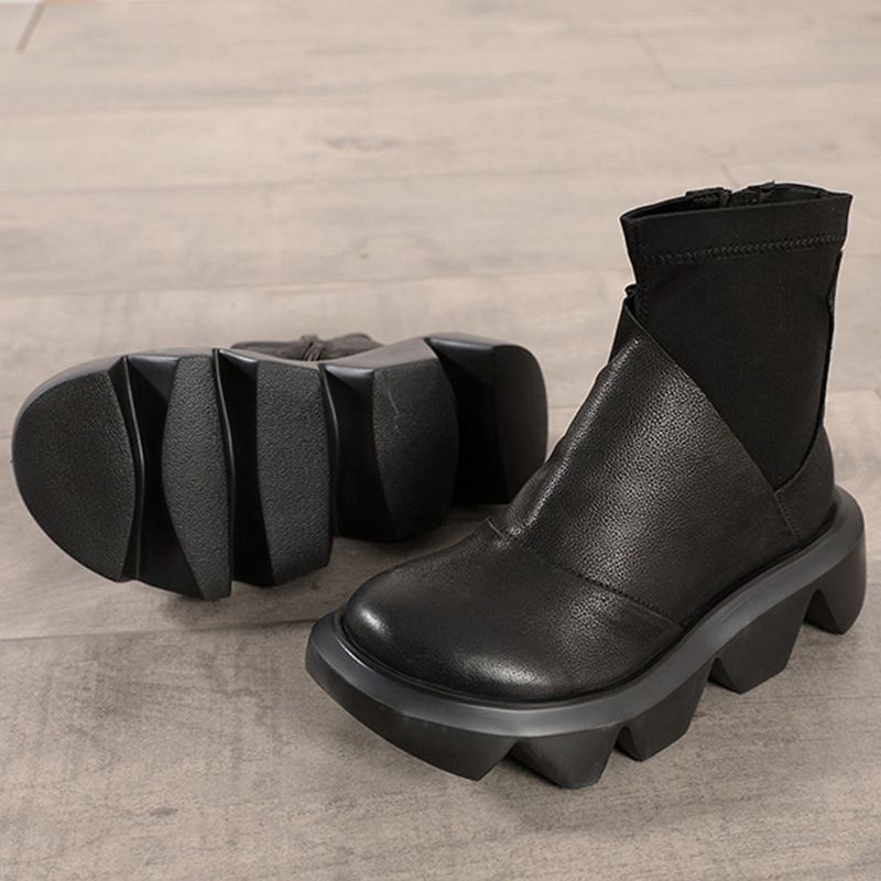 Bottes Courtes Épaisses En Cuir D'hiver | Chaussures Cadeaux