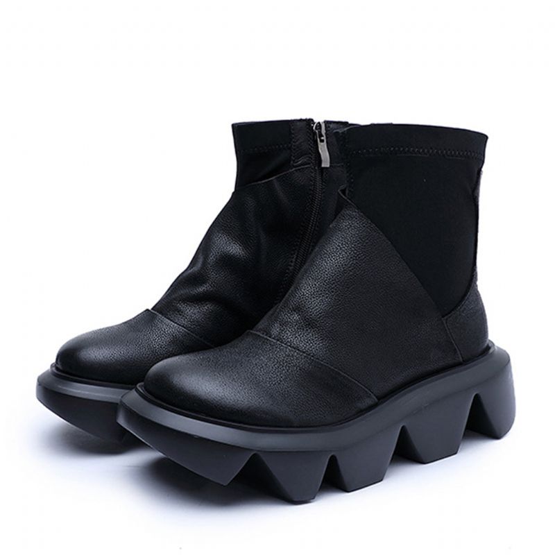 Bottes Courtes Épaisses En Cuir D'hiver | Chaussures Cadeaux