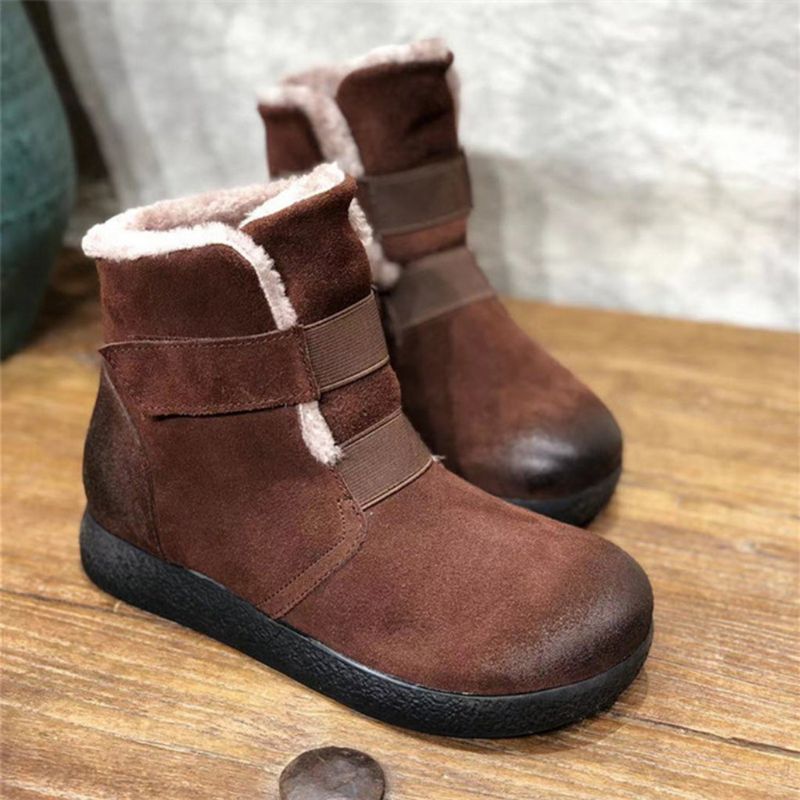 Bottes Courtes Pour Femmes En Cuir Chaud D'hiver | Chaussures Cadeaux