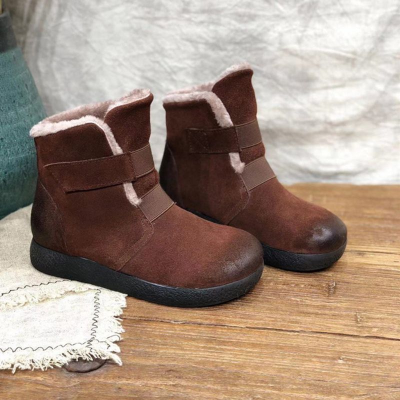 Bottes Courtes Pour Femmes En Cuir Chaud D'hiver | Chaussures Cadeaux