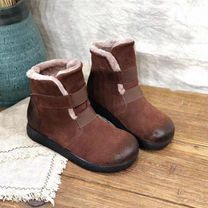 Bottes Courtes Pour Femmes En Cuir Chaud D'hiver | Chaussures Cadeaux