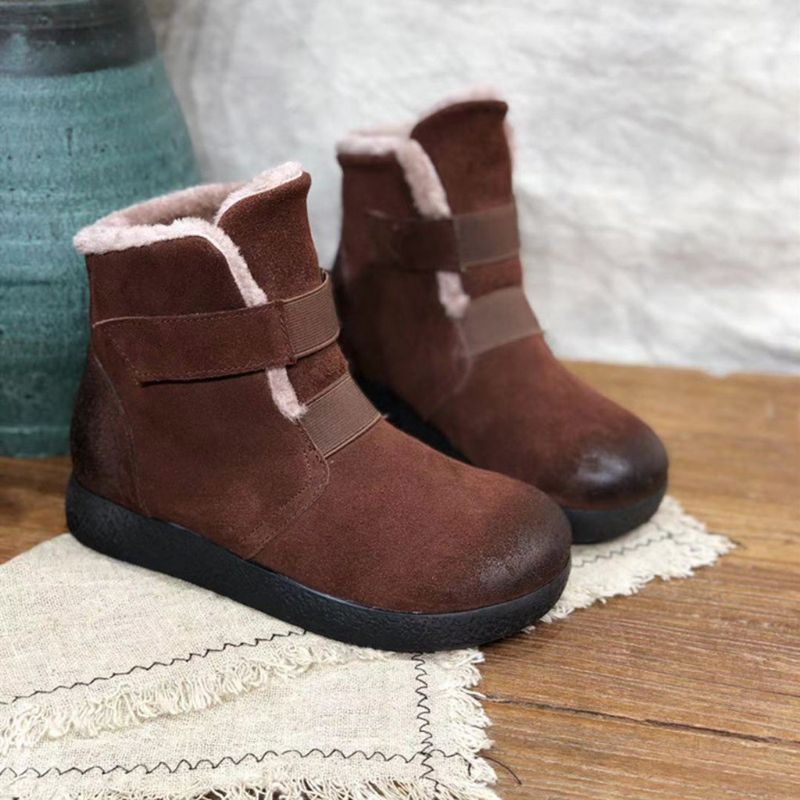 Bottes Courtes Pour Femmes En Cuir Chaud D'hiver | Chaussures Cadeaux