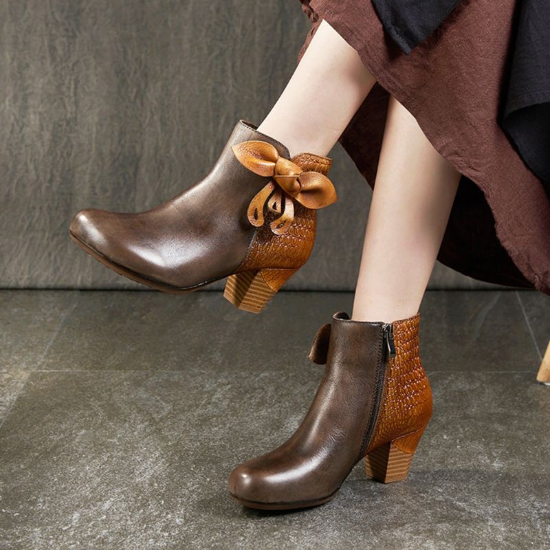 Bottes Courtes Pour Femmes En Cuir À La Mode Automne-hiver | Chaussures Cadeaux