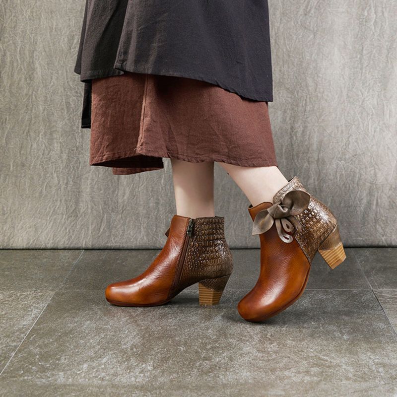 Bottes Courtes Pour Femmes En Cuir À La Mode Automne-hiver | Chaussures Cadeaux