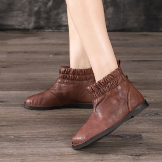 Bottes Courtes Pour Femmes Rétro Confortables En Cuir D'automne Et D'hiver | Chaussures Cadeaux