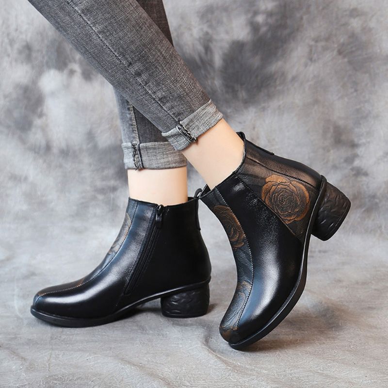 Bottes Courtes Hiver Ethnique Cuir 35-41 | Chaussures Cadeaux