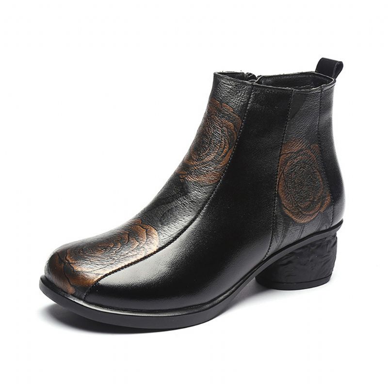 Bottes Courtes Hiver Ethnique Cuir 35-41 | Chaussures Cadeaux