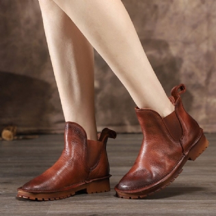 Bottes Courtes Rétro En Cuir À Fond Souple D'automne Et D'hiver | Chaussures Cadeaux