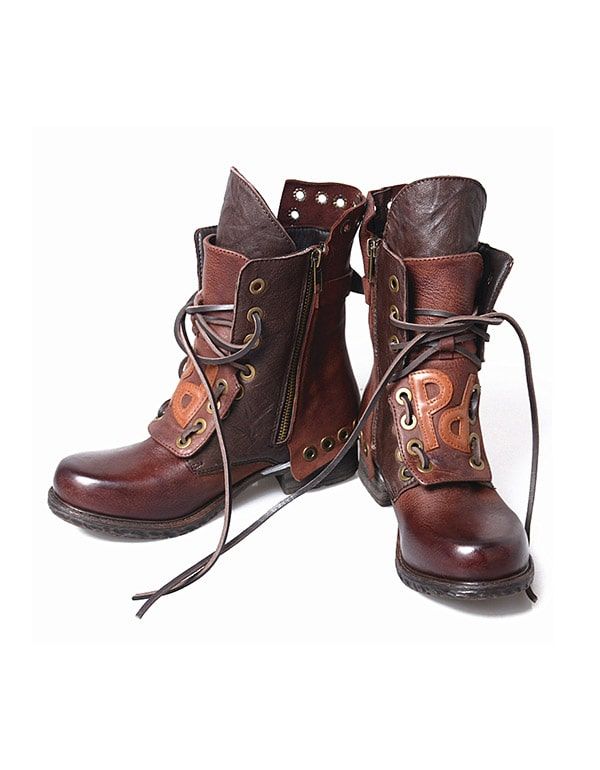 Bottes De Cowboy En Cuir À Lacets Pour Femmes