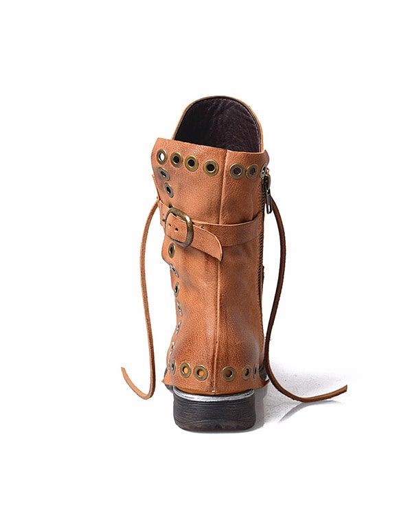 Bottes De Cowboy En Cuir À Lacets Pour Femmes