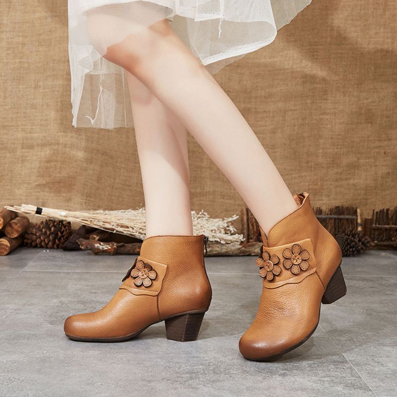 Bottes Épaisses En Cuir Rétro D'hiver | Chaussures Cadeaux