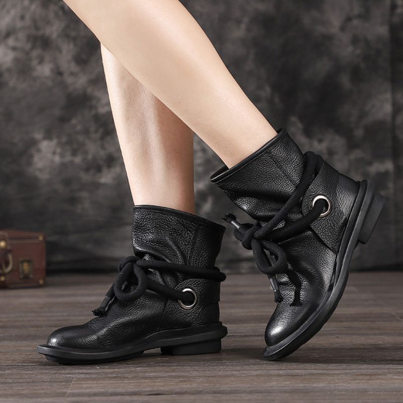 Bottes D'hiver Confortables En Cuir Rétro | Chaussures Cadeaux