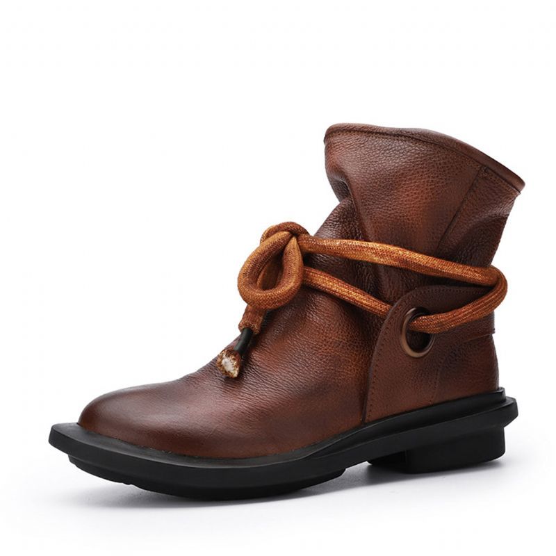 Bottes D'hiver Confortables En Cuir Rétro | Chaussures Cadeaux