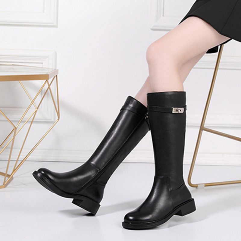 Bottes D'hiver En Cuir Haut De Gamme Pour Femmes | Chaussures Cadeaux