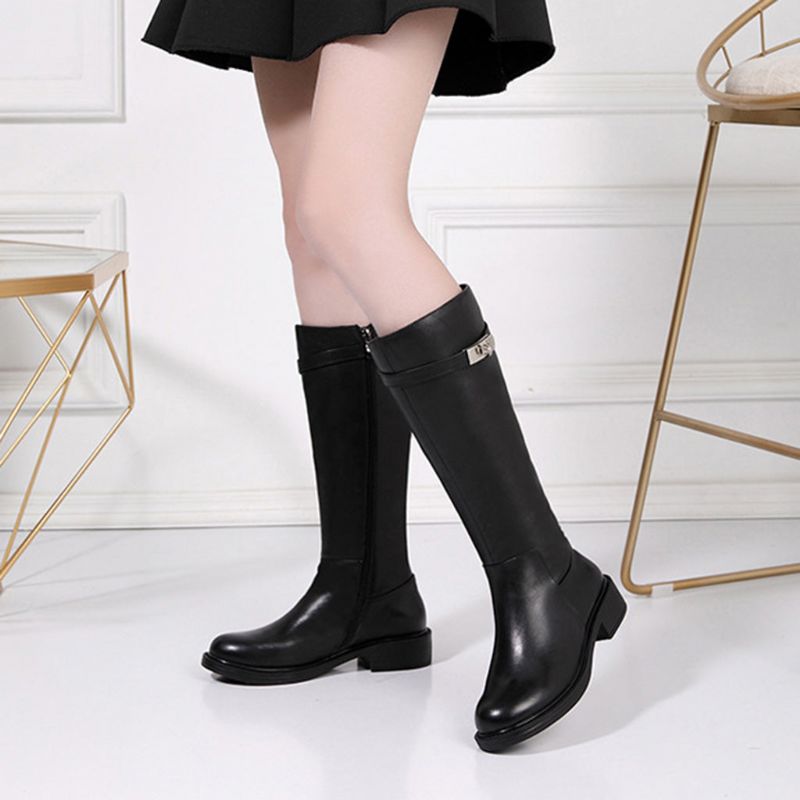 Bottes D'hiver En Cuir Haut De Gamme Pour Femmes | Chaussures Cadeaux