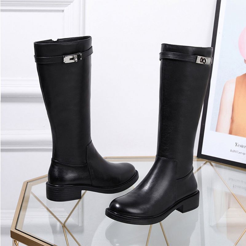 Bottes D'hiver En Cuir Haut De Gamme Pour Femmes | Chaussures Cadeaux