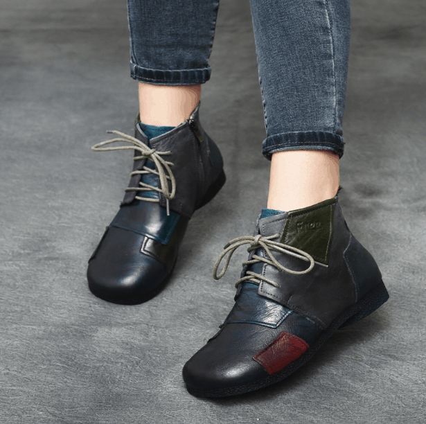 Bottes D'hiver En Cuir Rétro Style Ethnique 35-42 | Actualisé