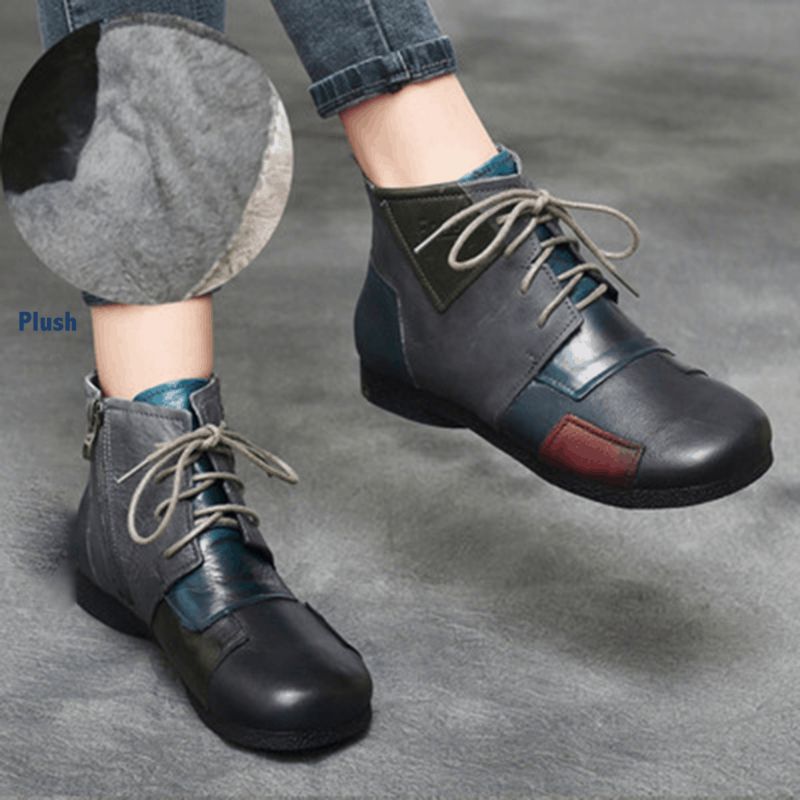 Bottes D'hiver En Cuir Rétro Style Ethnique 35-42 | Actualisé