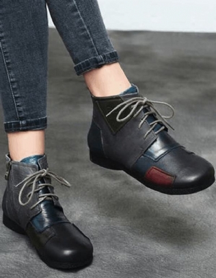 Bottes D'hiver En Cuir Rétro Style Ethnique 35-42 | Actualisé