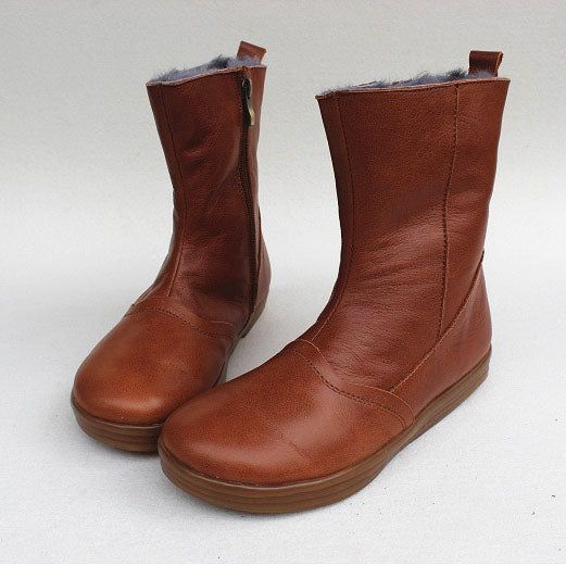 Bottes D'hiver Mi-longues En Cuir Velours | Chaussures Cadeaux | 35-41