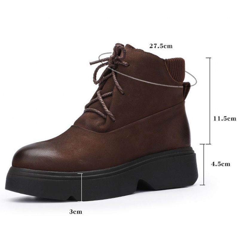 Bottes D'hiver À Plateforme En Cuir À Tête Ronde | Chaussures Cadeaux