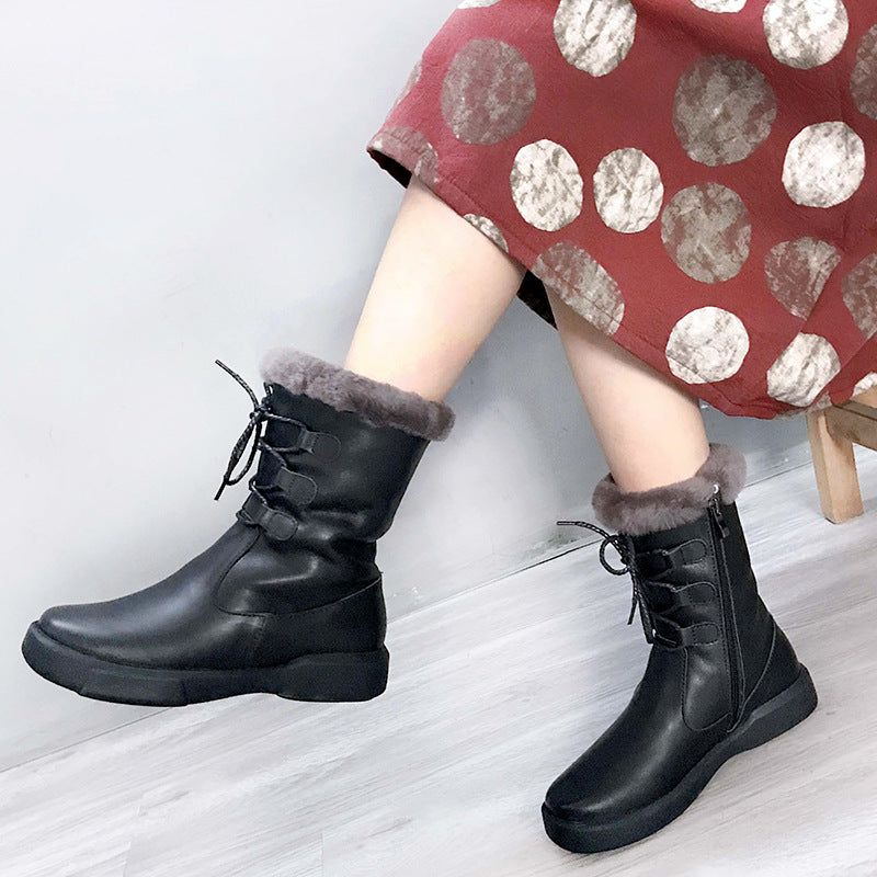 Bottes D'hiver Rétro En Laine Douce Et Confortable | Chaussures Cadeaux