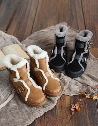 Bottes De Neige D'hiver Moelleuses En Daim Pour Femmes