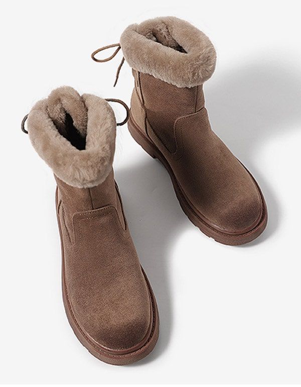 Bottes De Neige D'hiver En Peluche En Daim