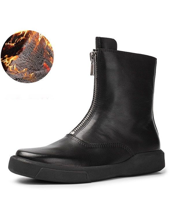 Bottes Noires À Glissière Avant Imperméables D'automne Et D'hiver